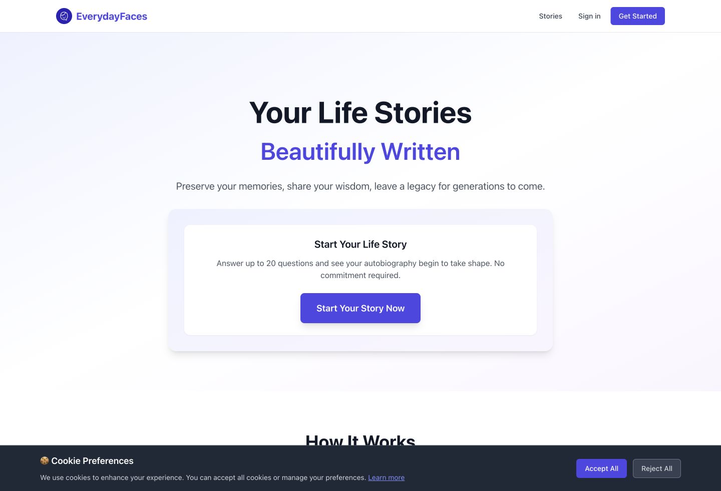 EverydayFaces.org website screenshot
